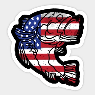 Mens Patriot Fishing Bass US Flag Father's Day Sticker